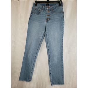 J Crew Womens Blue Jeans Size 25 Size 0 Button Up Cropped Ankle Boho Spring Cute